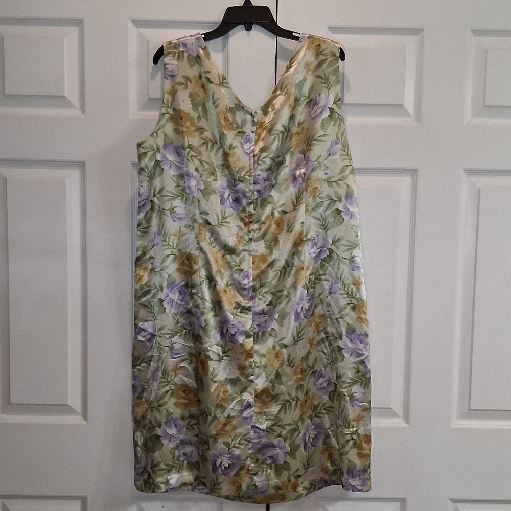 Floral Sheer Green and Purple Dress - Picture 6 of 14